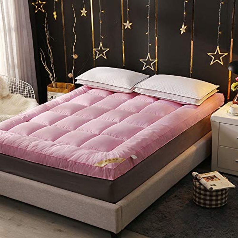 Futon – Materassino pieghevole in tinta unita Tatami, per letto singolo, matrimoniale, tiene caldo in inverno, morbido tappetino dormitorio, per studenti, singolo, matrimoniale, rosa, 100 x 200 cm