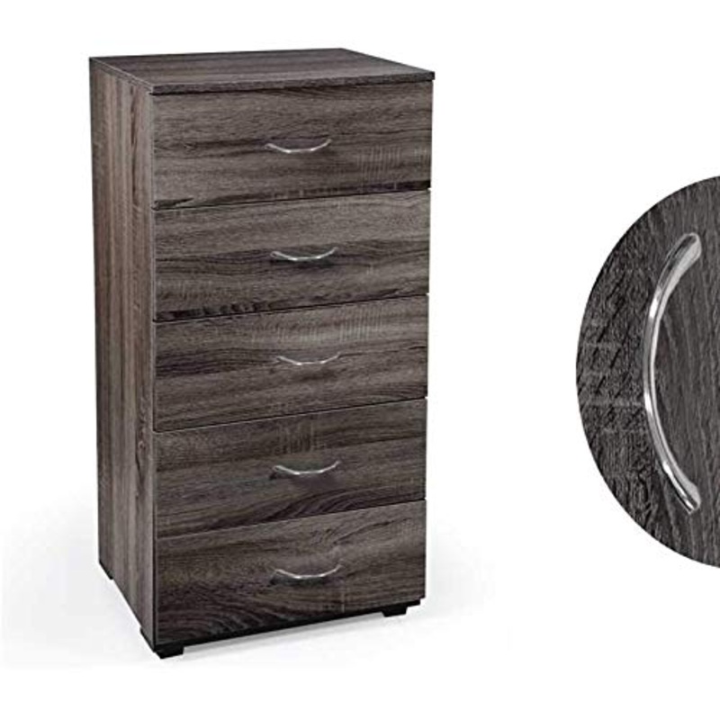 GICOS IMPORT EXPORT SRL Mobile cassettiera Gaia in Legno Colore weng 5 cassetti 50 * 40 * 101 cm Maniglia Colore Acciaio PUR-769122
