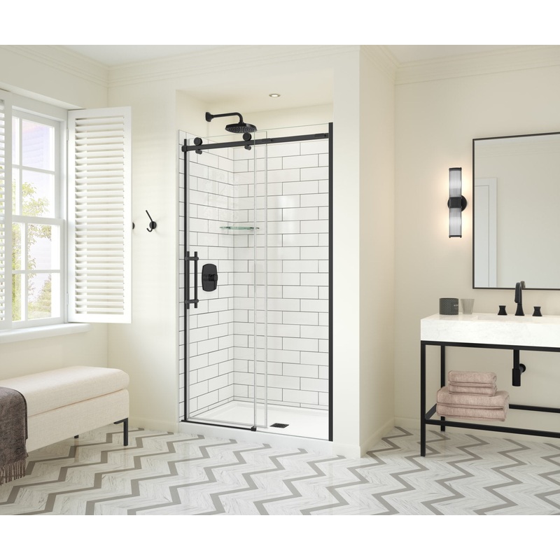 MAAX 137421-900-340-000 Odyssey SC 45-47  x 78in. 8 mm Sliding Shower Door for Alcove Installation with Clear glass in Matte Black