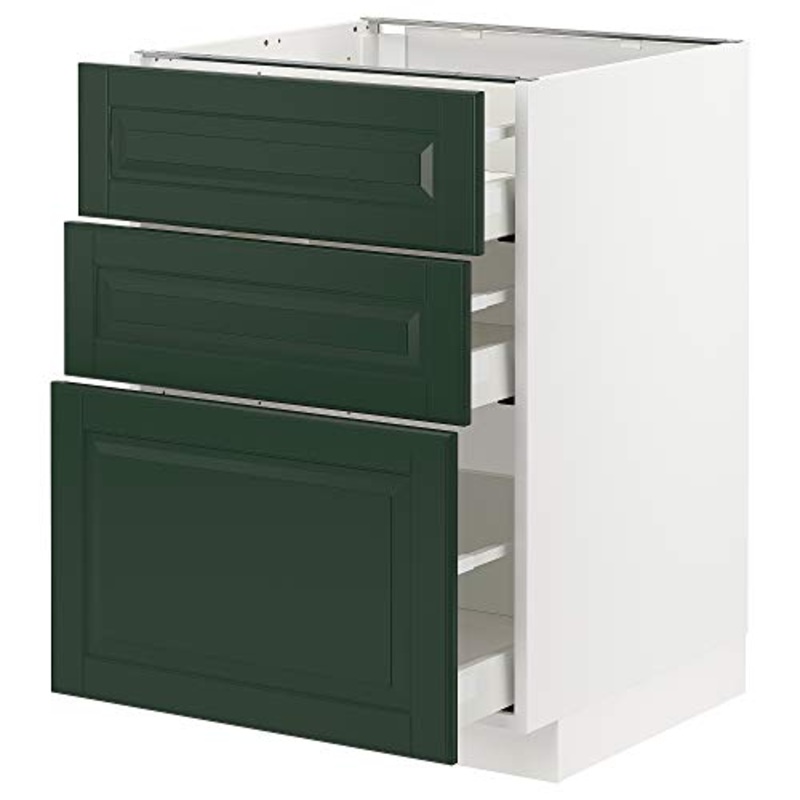 METOD/MAXIMERA mobile base con cassetti 3 60×61.9×88 cm bianco/Bodbyn verde scuro