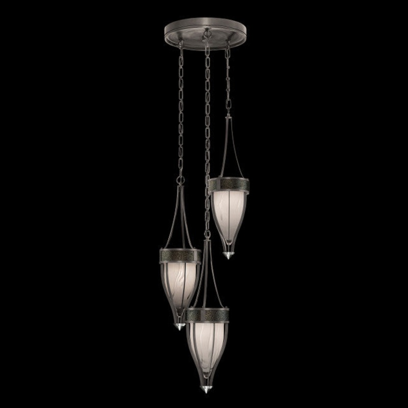 Mirage 17.5″W Round Pendant Midnight Steel/Nickel/Black Knight