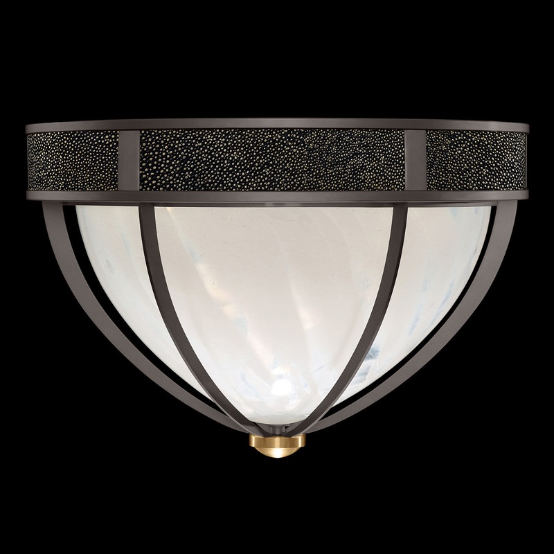 Mirage 18.75″W Round Flush Mount Midnight Steel/Brass/Black Knight