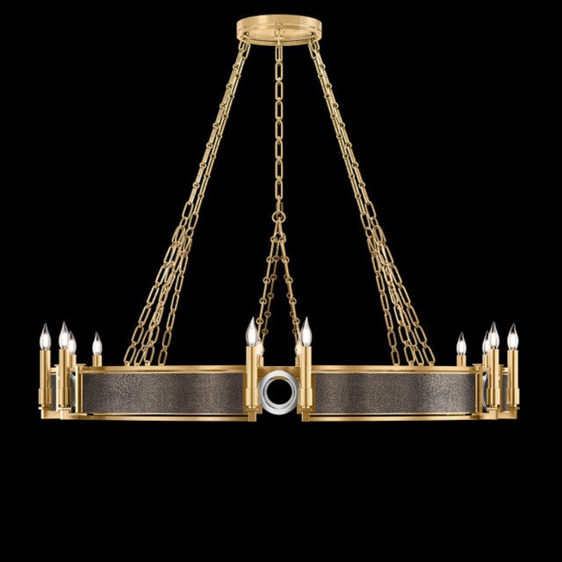 Mirage 49.75″W Round Chandelier Gold Leaf/Nickel/Pebble