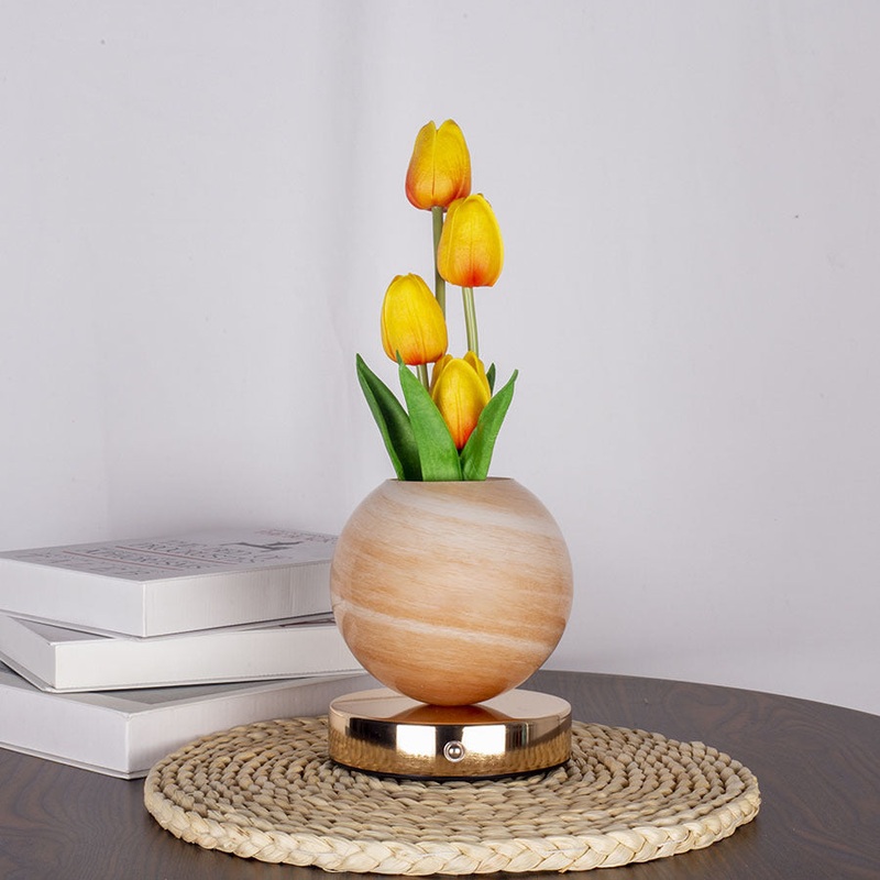 Orange Tulip Night Light – Floral Table Lamp for Bedroom Ambiance