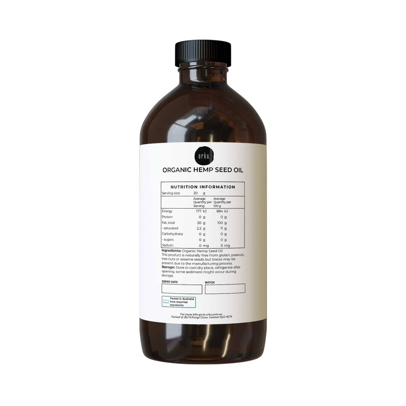 Orku 500ml Organic Hemp Seed Oil – Cold Pressed Food Grade Oils