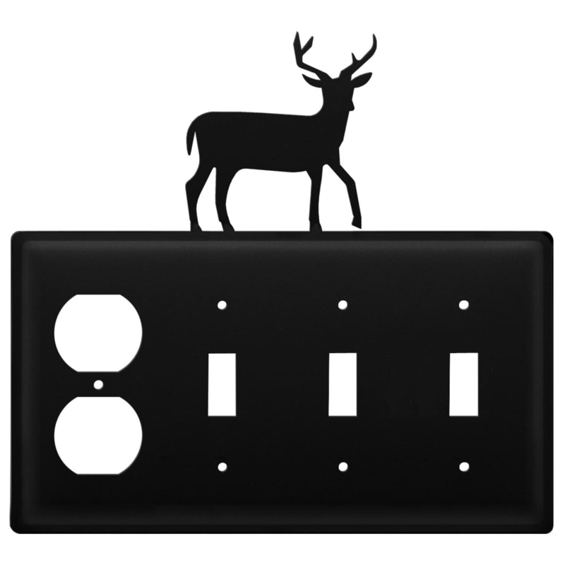 Village Wrought Iron EOSSS-3 Quad Deer Single Outlet and Triple Switch Cover CUSTOM Product