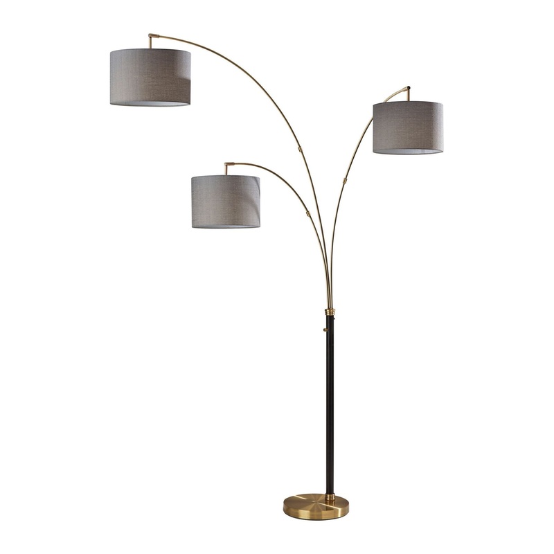 Bergen 3-Arm Arc Lamp Black & Antique Brass