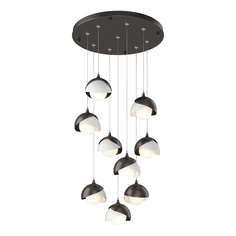 Brooklyn 9-Light Double Shade Pendant Oil Rubbed Bronze White