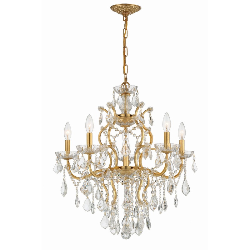 Crystorama 4455-GA-CL-MWP Filmore Six Light Chandelier Antique Gold