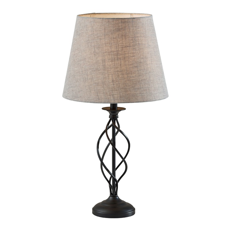 Darcy Table Lamp Black Metal with Grey Tall Shade