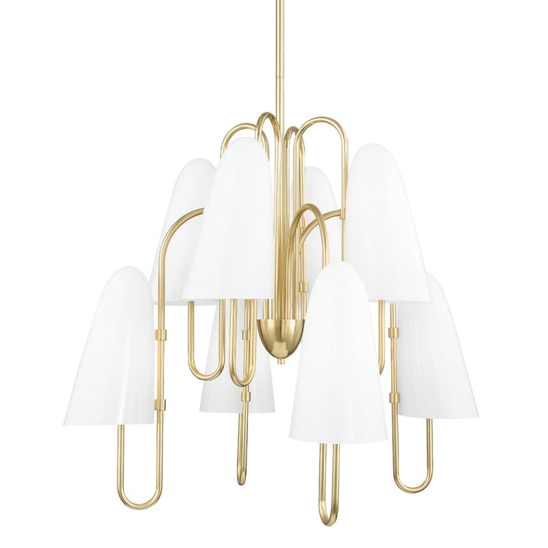 Eight Light Chandelier from the Slate Hill Collection in Aged Brass Finish by Hudson Valley