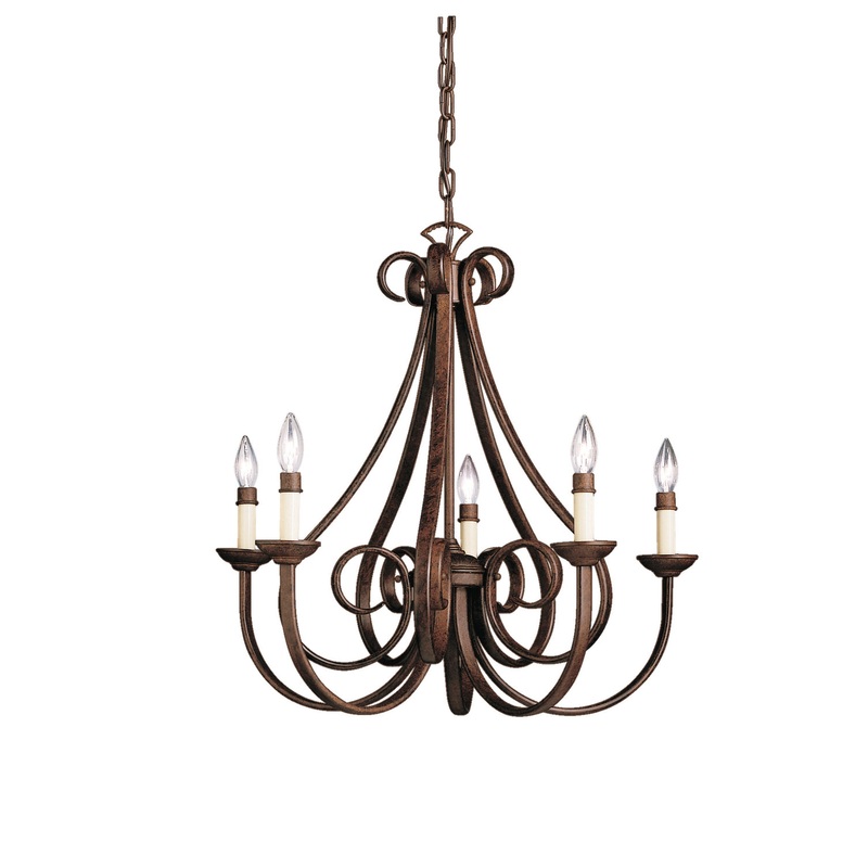 Kichler 2021TZ Five Light Chandelier, Tannery Bronze