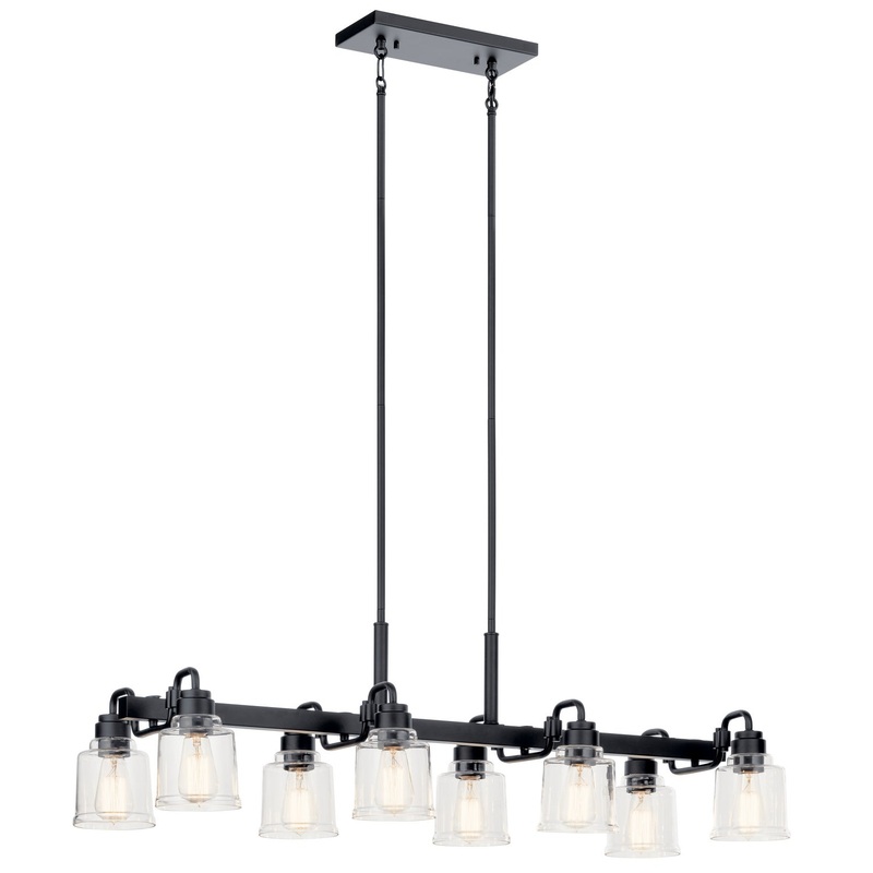 Kichler 52400BK Eight Light Linear Chandelier, Black