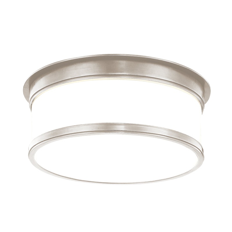 Two Light Flush Mount from the Geneva Collection in Satin Nickel Finish by Hudson Valley