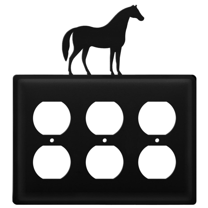 Village Wrought Iron EOOO-68 Triple Horse Triple Outlet Cover CUSTOM Product