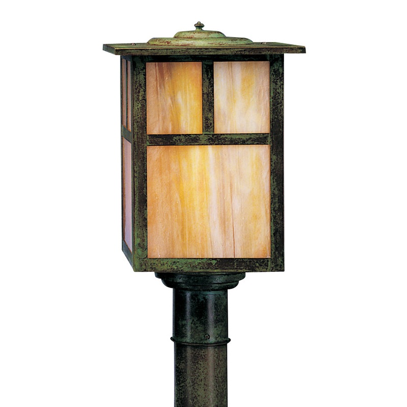 Arroyo MP-10TGW-VP Mission One Light Outdoor Post Lamp Verdigris Patina