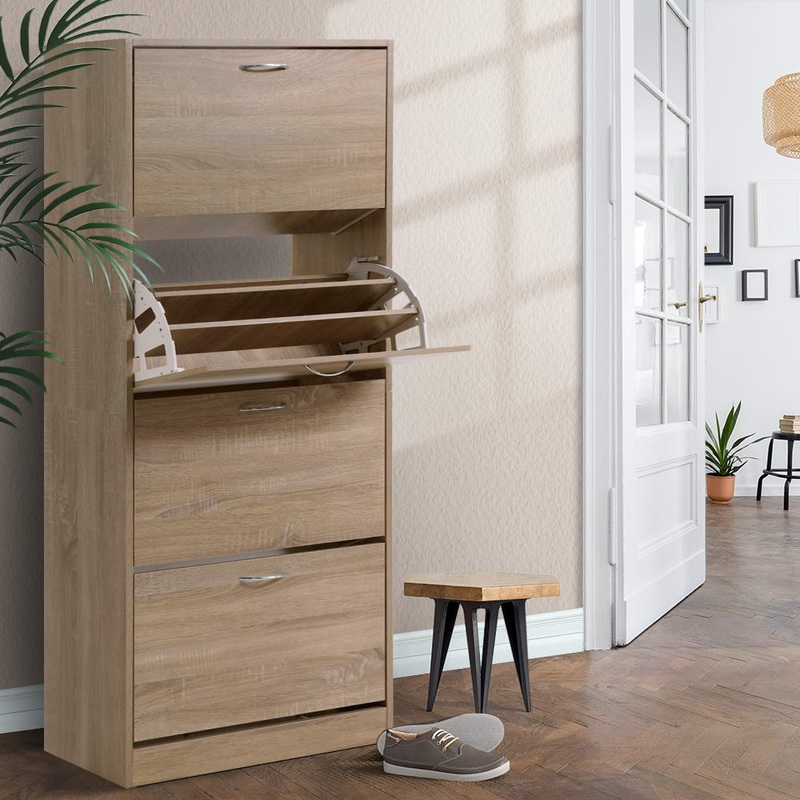 Artiss Shoe Rack Cabinet 60 Pairs 4 Doors – Wood