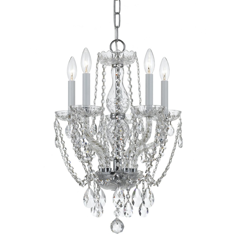 Crystorama 1129-CH-CL-MWP Traditional Crystal Five Light Mini Chandelier Polished Chrome