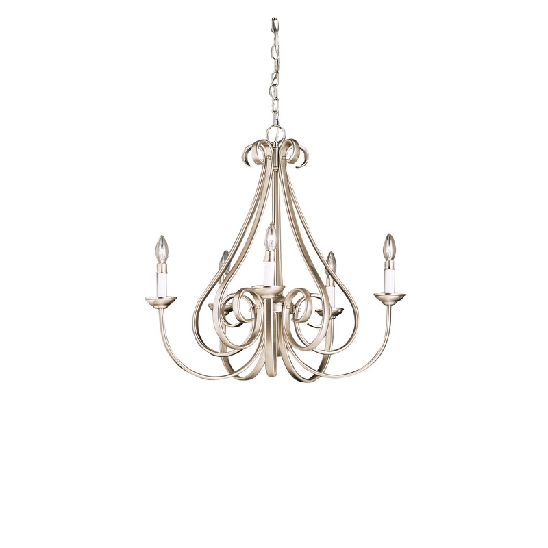 Kichler 2021NI Five Light Chandelier, Brushed Nickel