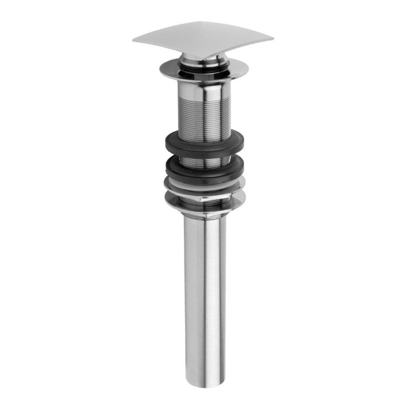 Lavatory Drain Finger Touch Square Less Overflow and Oversized Flange Polished Nickel for Standard Pop-Up and P.O. Plugs with Rubber Stoppers Ideal for Vessel Sinks 10-3/4 Inch Length