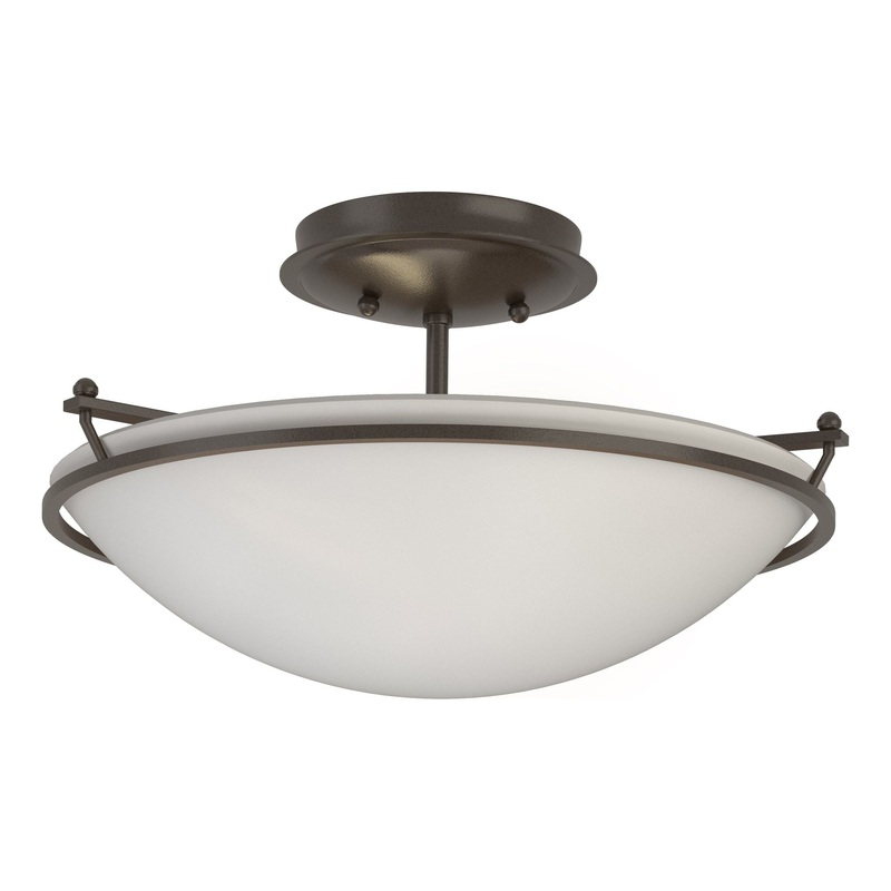 Plain Small Semi-Flush Oil Rubbed Bronze Opal Glass (GG)