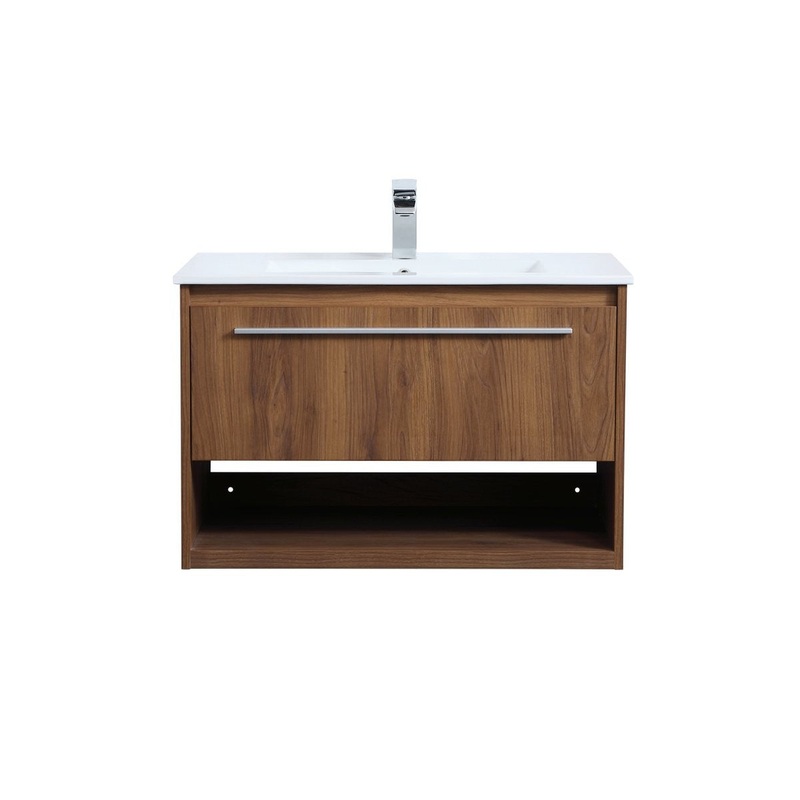 Single Bathroom Floating Vanity from the Kasper Collection in Walnut Brown Finish by Elegant Lighting