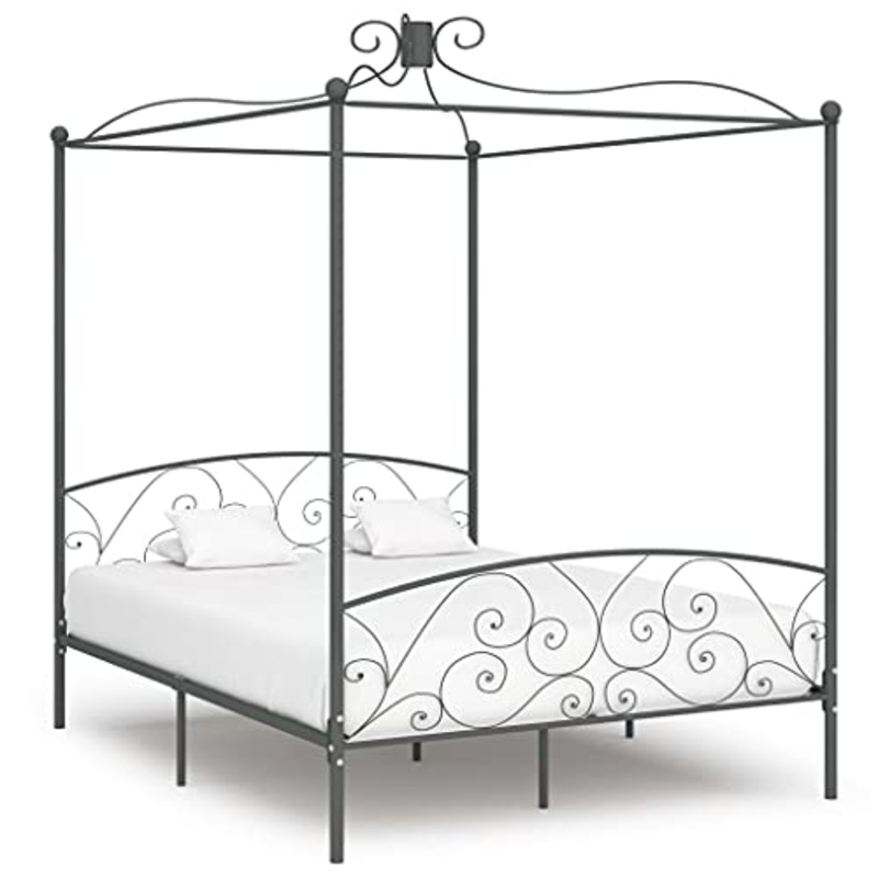 SKM Letto a Baldacchino Grigio in Metallo 180×200 cm (31.9kg)