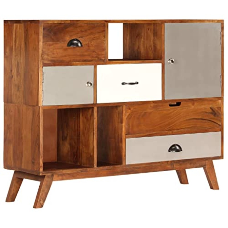 vidaXL Credenza Vintage con Cassetti Armadietto Mobile Cassettiera Dispensa Vetrina Arredo Soggiorno Armadio Arredamento Legno Massello Acacia