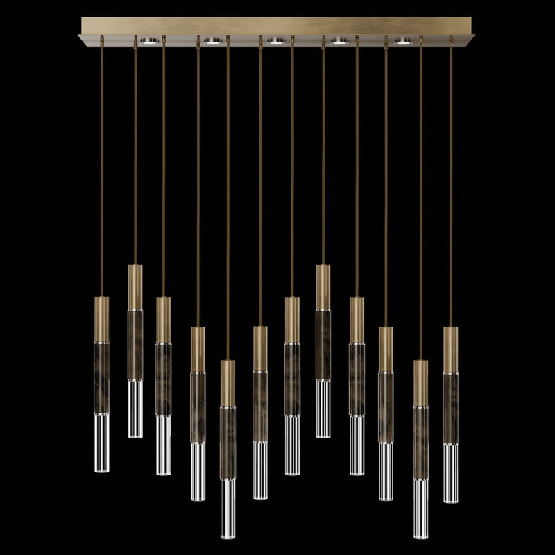 Antonia 61″W Rectangular Pendant Gold Leaf/Nickel/Charcoal