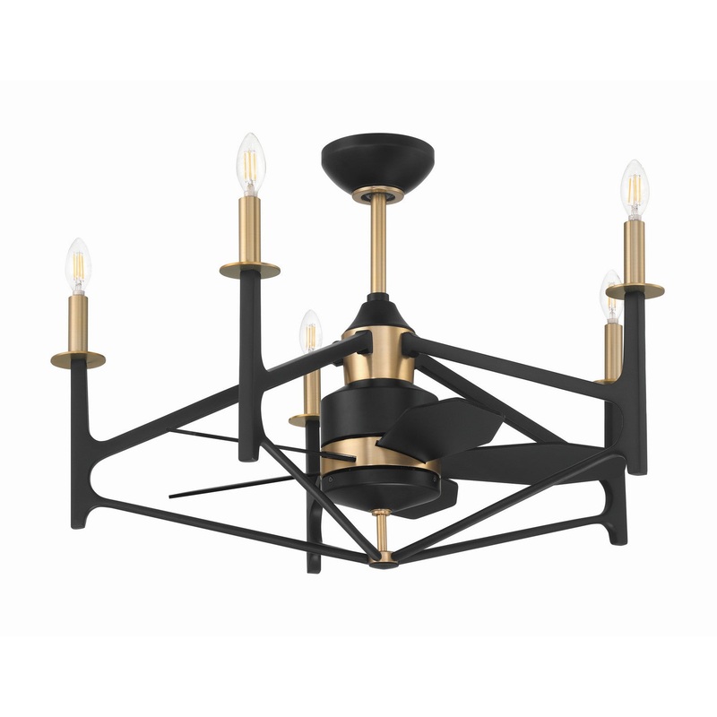 Craftmade RSV32FBSB5 The Reserve 32 24″Ceiling Fan Flat Black/Satin Brass