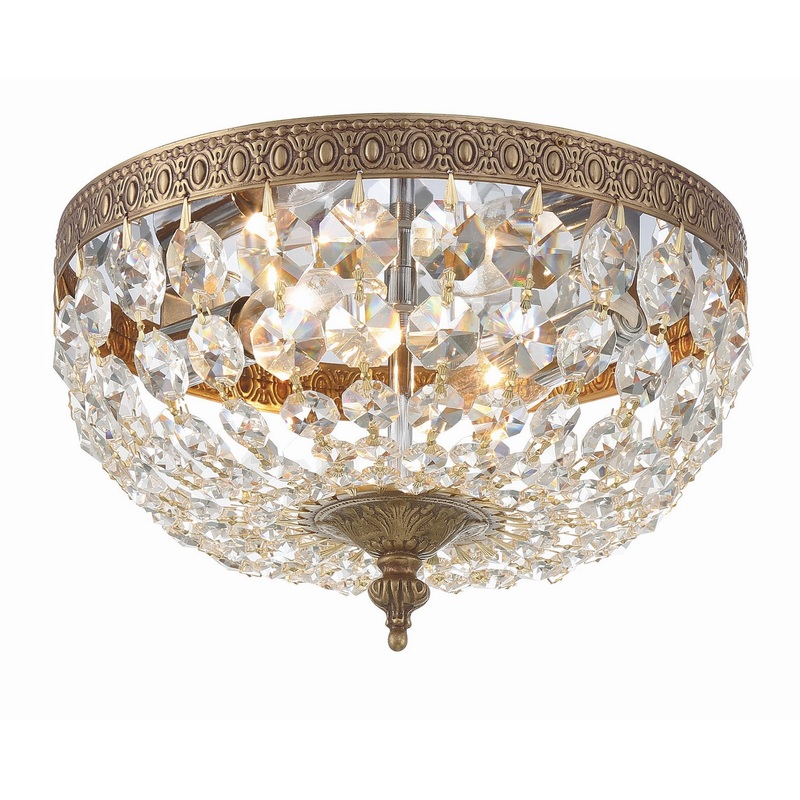 Crystorama 710-OB-CL-MWP Ceiling Mount Two Light Flush Mount Olde Brass