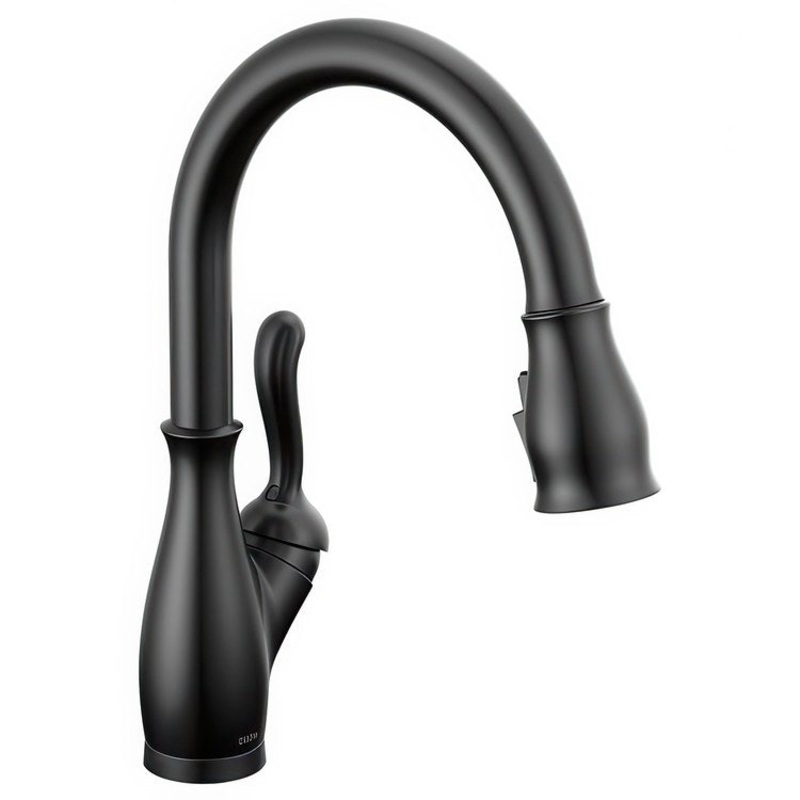 Kitchen Faucet Leland 1 Lever ADA Matte Black Swivel 360 Degree Pull Down 1 Hole Diamond Seal Touch2O and ShieldSpray Technology 1.8 Gallons per Minute
