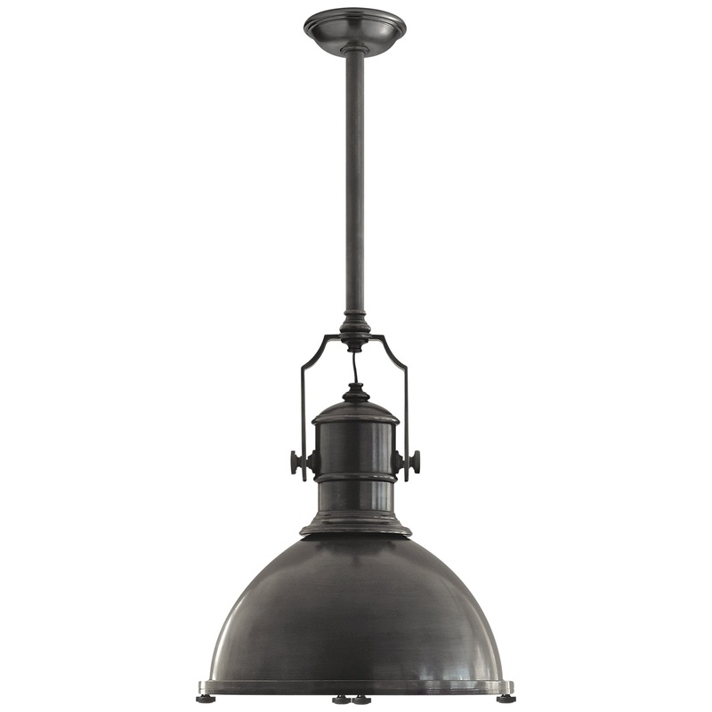 One Light Pendant from the Country Industrial Collection in Bronze Finish by Visual Comfort Signature