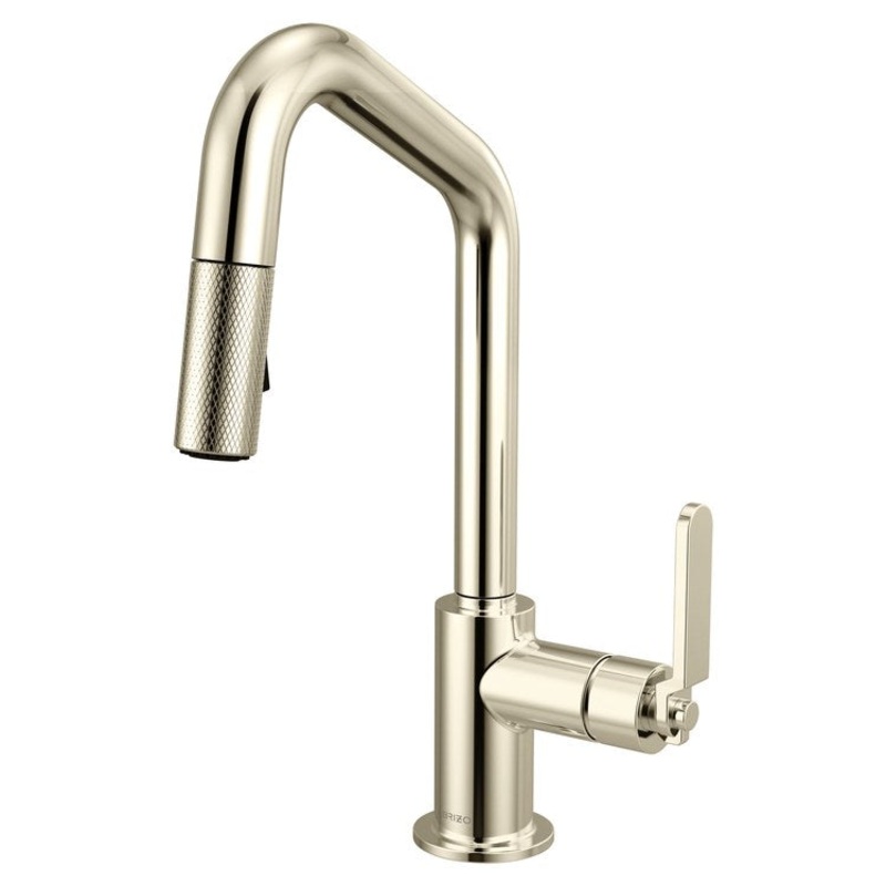 Prep Faucet Litze 1 Industrial Handle ADA Brilliance Polished Nickel Pull Down Dual Function Angle 360 DEG Swivel 1.8 Gallons per Minute