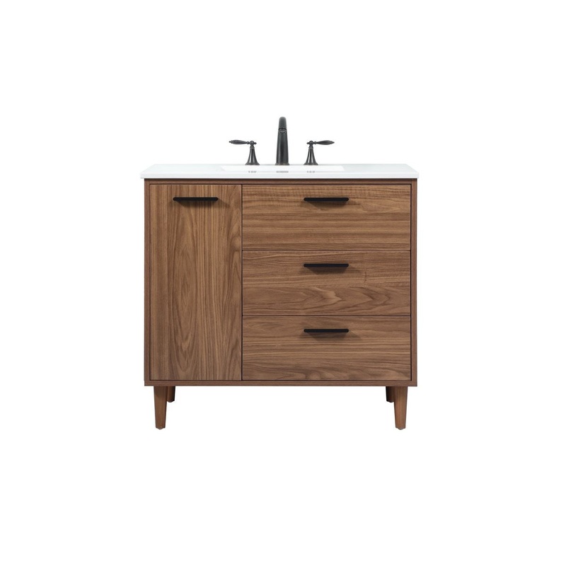 Single Bathroom Vanity from the Baldwin Collection in Walnut Brown Finish by Elegant Lighting