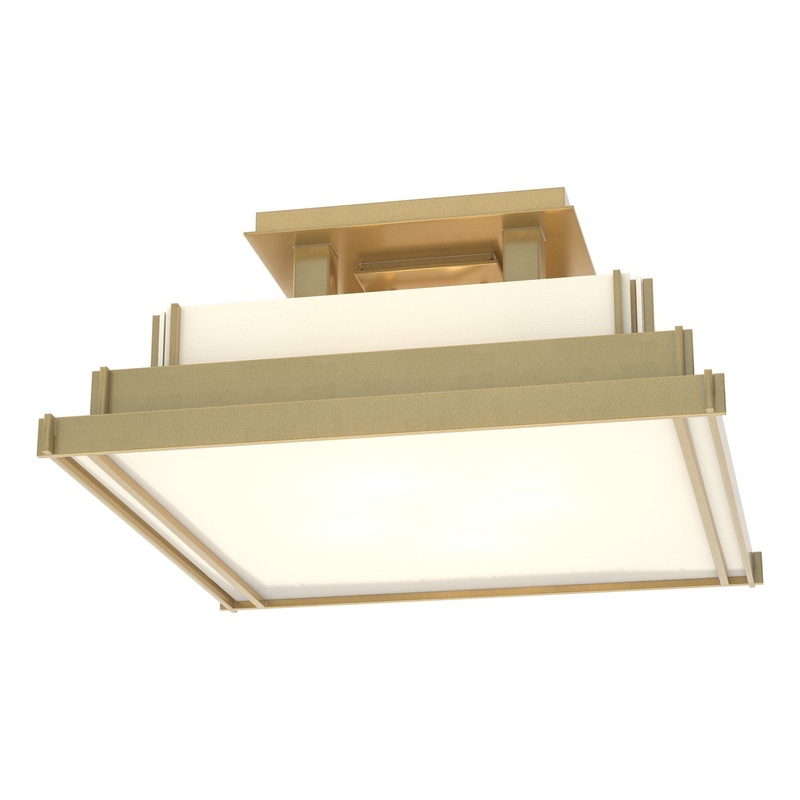 Steppe Small Semi-Flush Modern Brass Ivory Art Glass (CC)