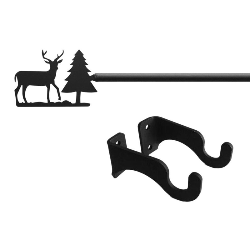 Village Wrought Iron CUR-203-35-S Deer Pine Curtain Rod SM (Hardware is INCLUDED)