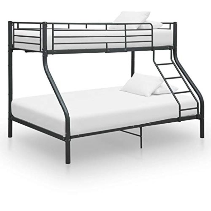 BIGTO – Struttura letto a castello in metallo, per camera da letto, 140 x 200 cm, colore: Nero