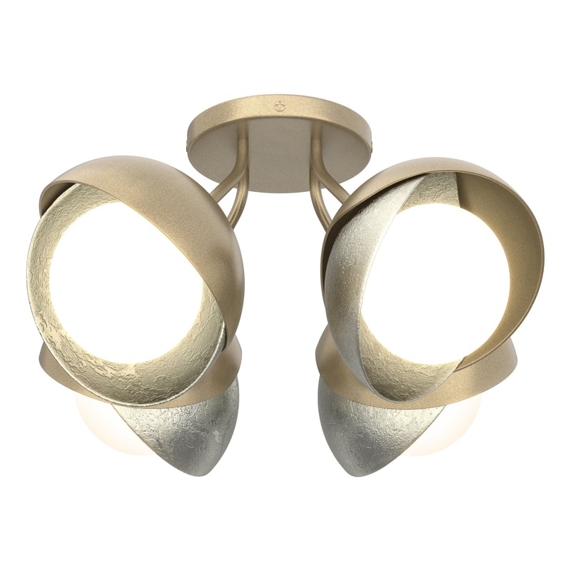 Brooklyn 4-Light Double Shade Semi-Flush Soft Gold Sterling