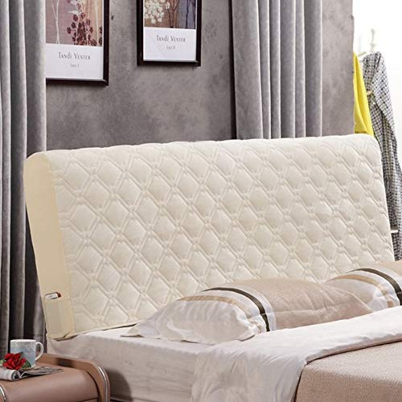 Copertura Per Testiera Per Letto Copri Testata Letto, Fodera Elastica Protezione, Premium All-inclusive Testata Matrimoniale Addensare Anti-collisione Cuscino,Beige-W180cmxH80cm