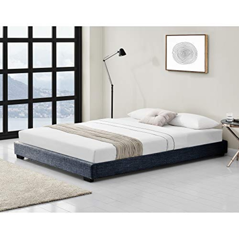 Corium Struttura Letto Imbottito 140 x 200 cm Letto con Rivestimento in Tessuto 1 Piazza e Mezza – Grigio Scuro