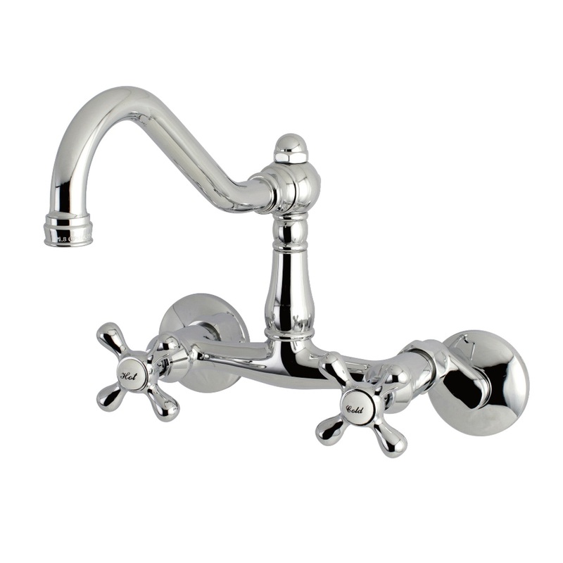 Kingston Brass KS3221AX Vintage 6″ Adjustable Center Wall Mount Kitchen Faucet, Polished Chrome
