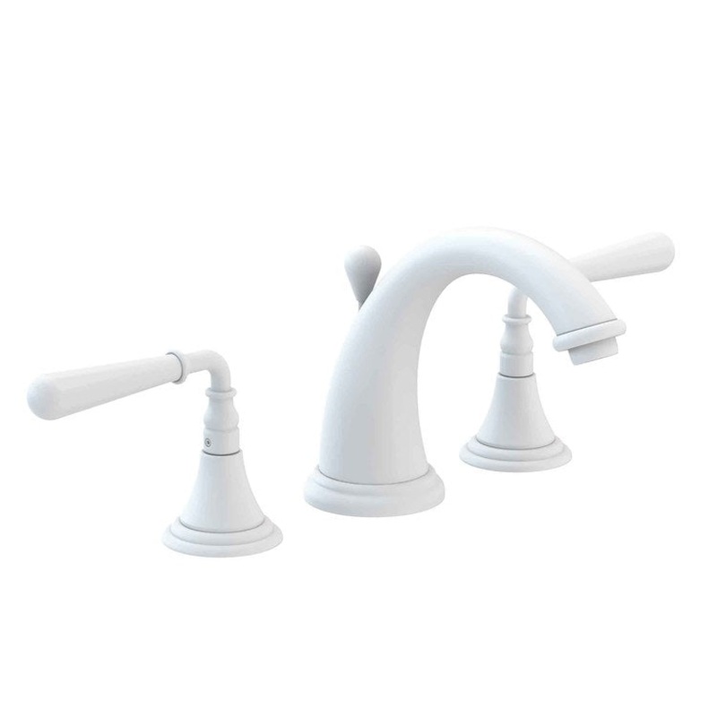 Lavatory Faucet Bevelle Widespread 8 to 20 Inch Spread 2 Lever ADA Matte White 1.2 Gallons per Minute Brass Spout Height 4-1/8 Inch