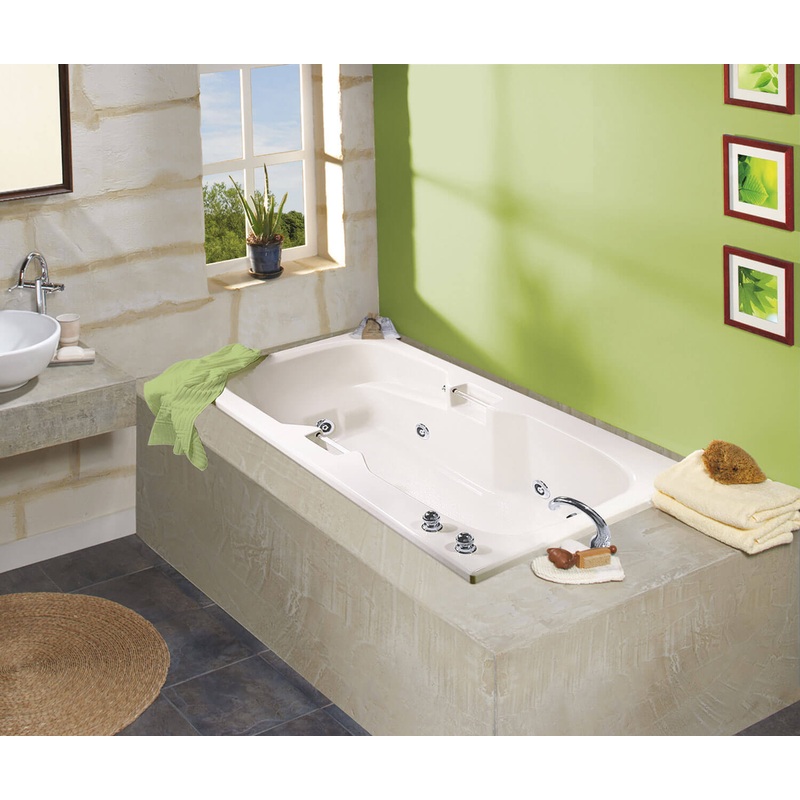 MAAX 100074-097-001 Lopez 6636 Acrylic Alcove End Drain Combined Whirlpool & Aeroeffect Bathtub in White