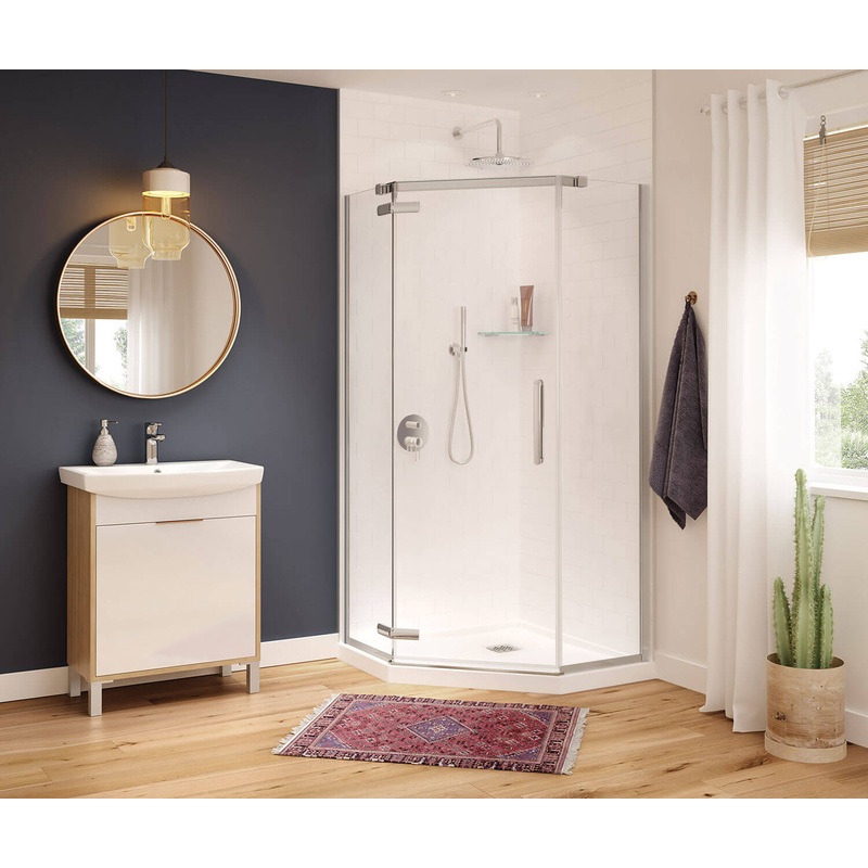 MAAX 137300-900-084-000 Hana Neo-angle 38 x 38 x 75 in. 8mm Pivot Shower Door for Corner Installation with Clear glass in Chrome