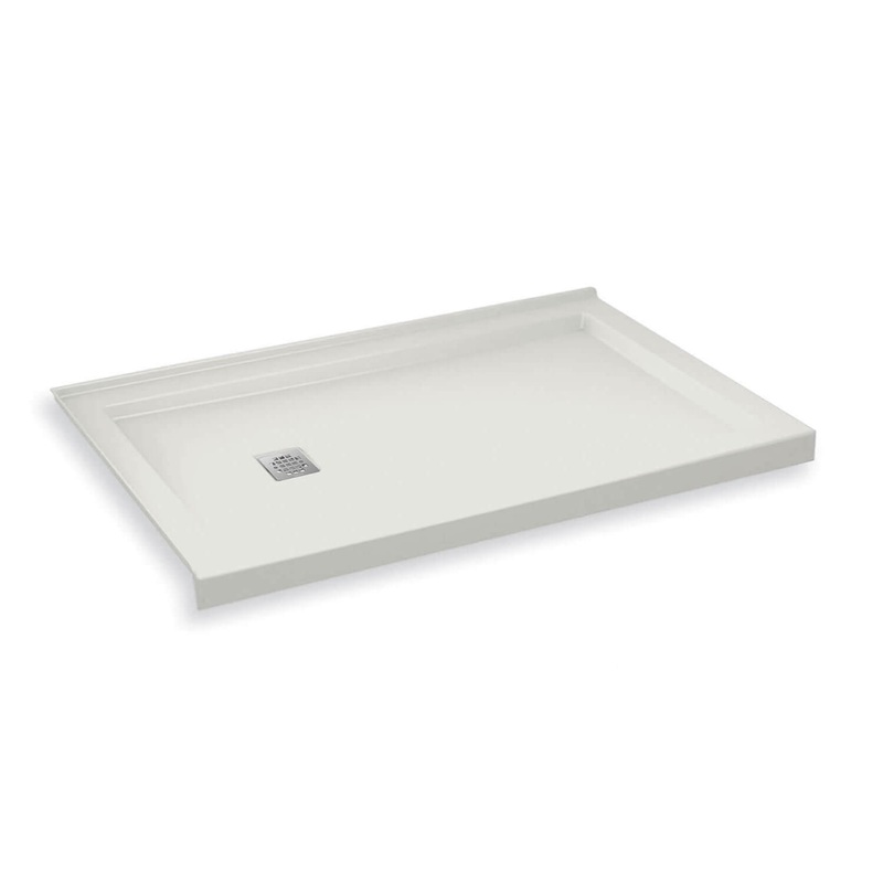MAAX 420004-502-001-100 B3Square 6030 Acrylic Corner Left Shower Base in White with Left-Hand Drain