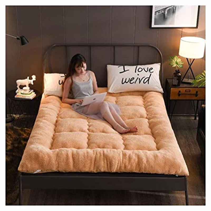 Materasso Futon Materasso Tatami Giapponese Materasso Morbido Trapuntato Spessore 10 Cm Per Dormitorio Studente Letto a Casa,Camel-150x200cm