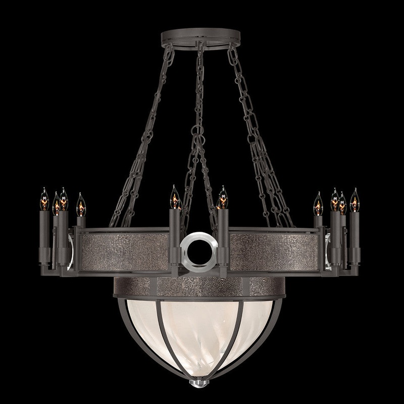 Mirage 35.75″W Round Chandelier Midnight Steel/Nickel/Pebble