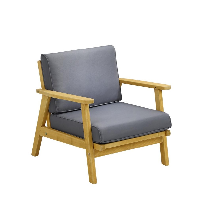 Outdoor Wooden Armchair with Cushion