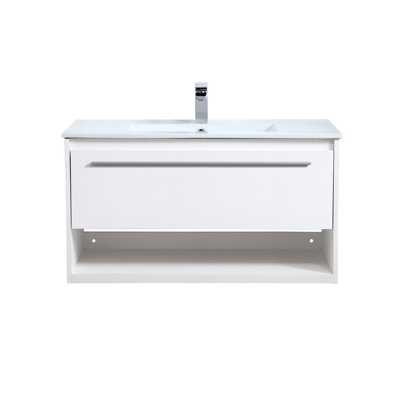 Single Bathroom Floating Vanity from the Kasper Collection in White Finish by Elegant Lighting
